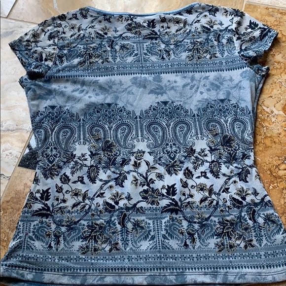 INC International Concepts slate/silver blue VNECK - Picture 5 of 8